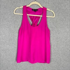 Express Tank Top XS Pink Satin Tie Back Blouse Silky Flowy Vacation Career Twee*